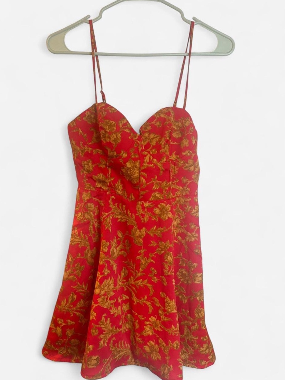 UO red and gold floral dress NWT